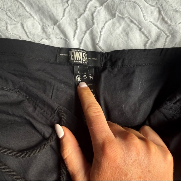 Rewash Black Cargo Pants with Jogger Cuff Tie Low Waisted - Picture 10 of 11